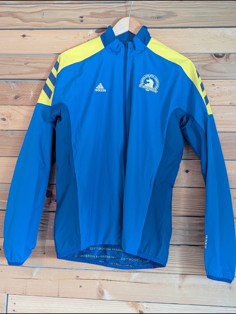 adidas Blue and Yellow Boston Marathon Windbreaker Jacket